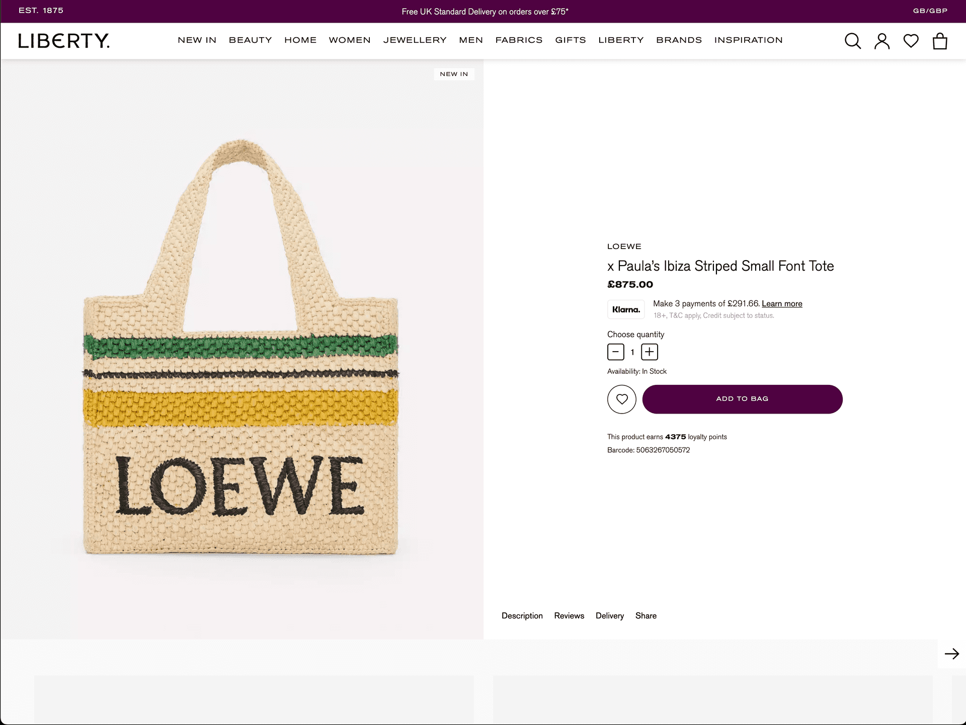 Liberty London Product Page Design